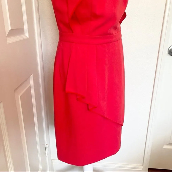 BCBGMaxAzria Red Siri Sleeveless Ruffled Drape Dress - Picture 9 of 13